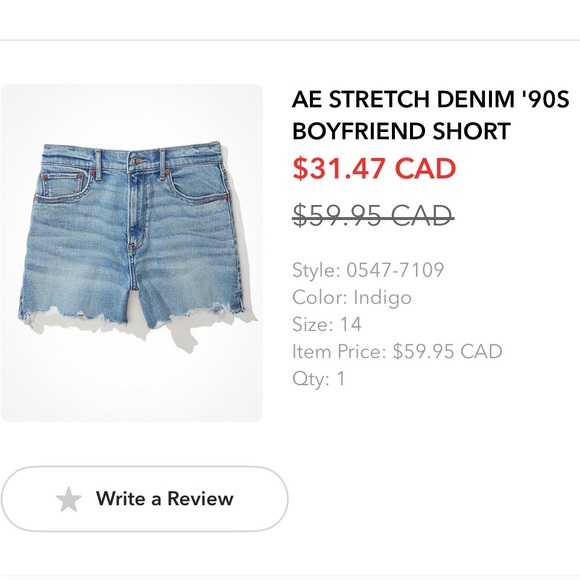 American Eagle Denim Shorts 90s Boyfriend Style - Picture 7 of 10